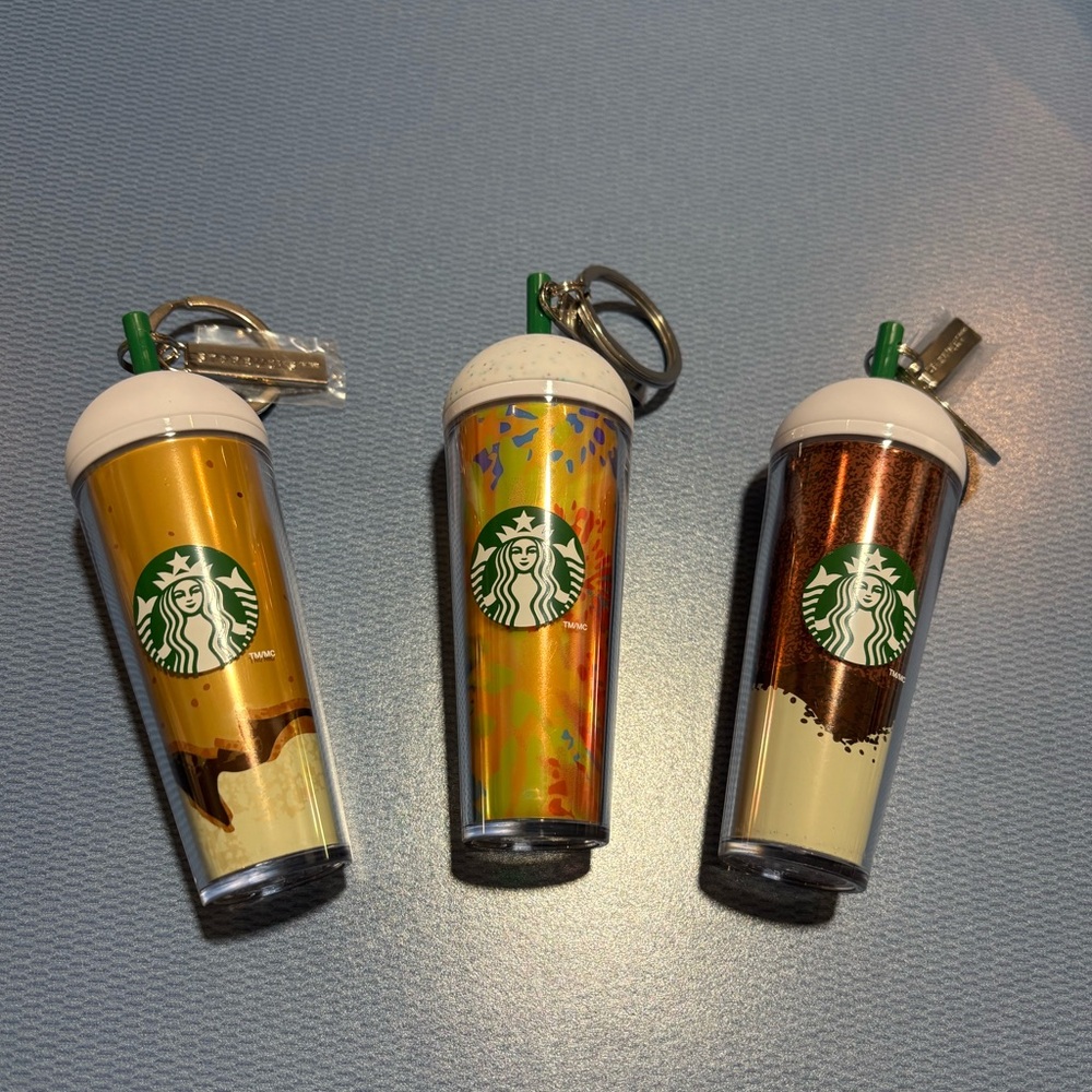 Starbucks Tumbler Keychain Trio - Gold, Multicolor, Brown